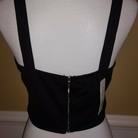 Bebe black bow crop top, NWT, size L - Picture 3 of 8